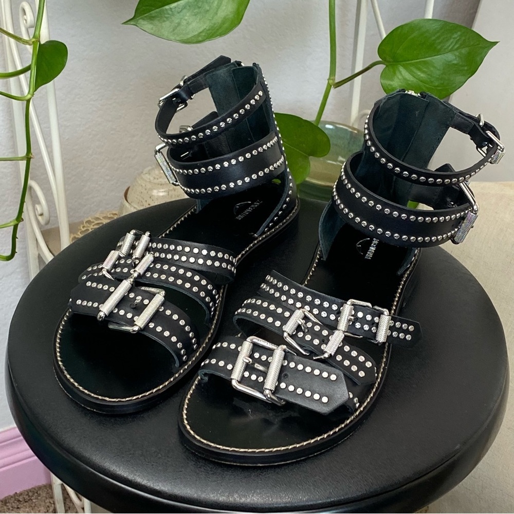ZADIG VOLTAIRE STUDDED GLADIATOR SANDALS Size 38